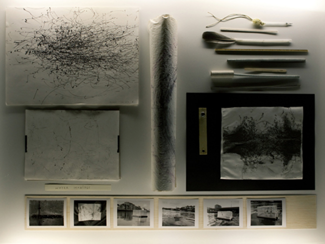 Installation view, Traces of Spaces, Detail, water drawings, 2010/11